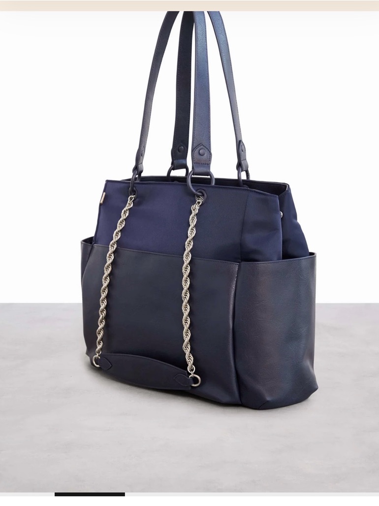 Beis Black Diaper Or Travel Tote With Gold Accents